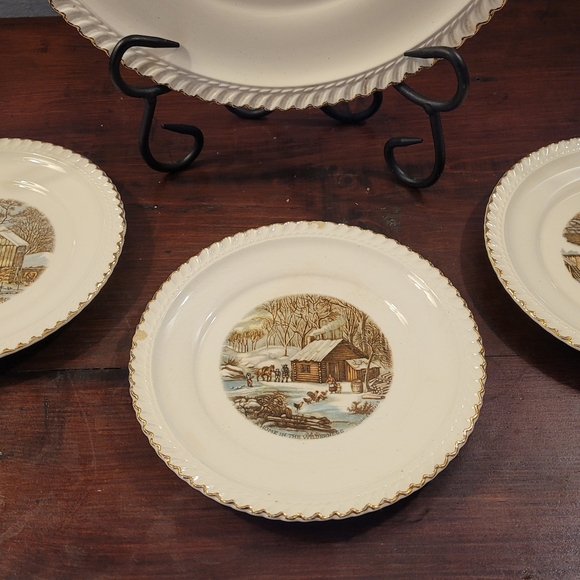 Harkerware U. S. A. Since 1840 Currier & Ives Dinnerware with gold rim - Picture 2 of 9